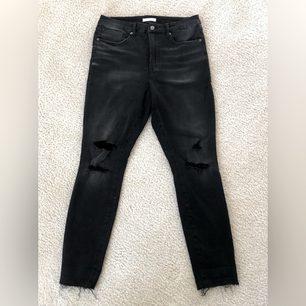 Good American - Good Waist Distressed Black Jeans